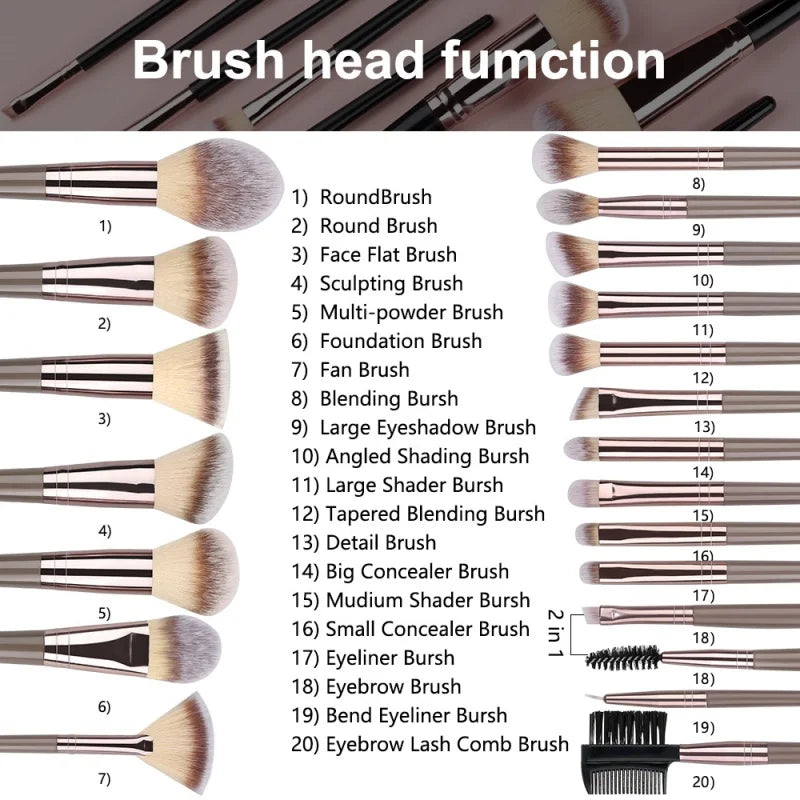 Soft Fluffy Makeup Brush Set - 3-20pcs Cosmetic Tools for Foundation Eyeshadow Blending