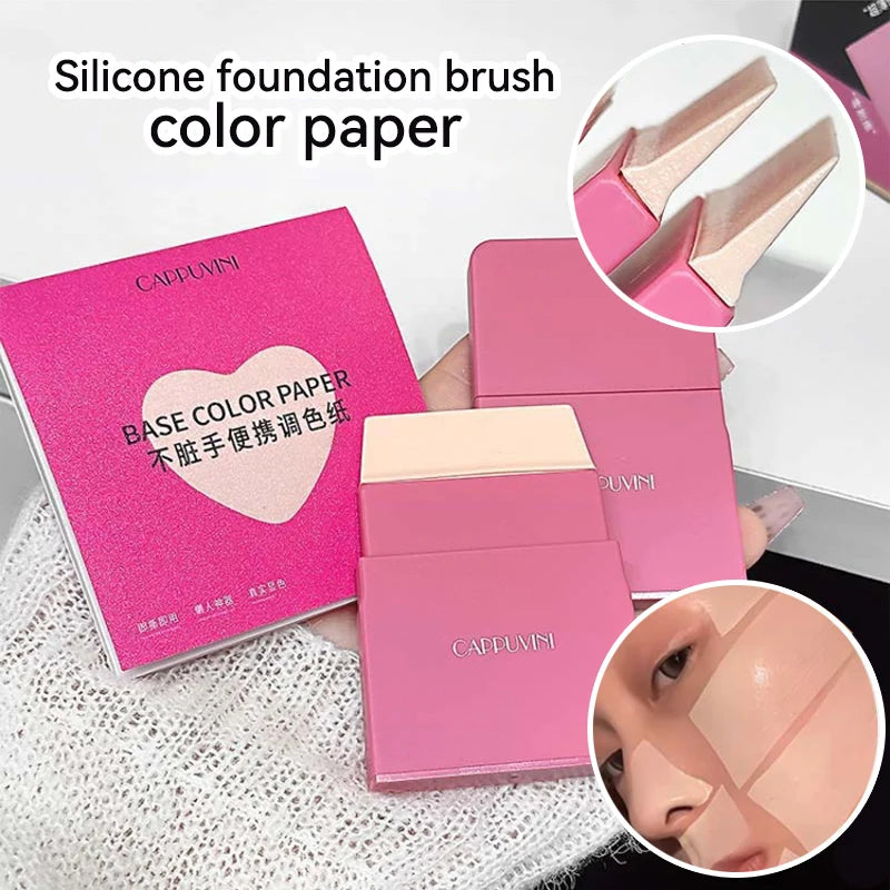 Portable Silicone Foundation Brush with Color Paper for Precise Makeup Application
