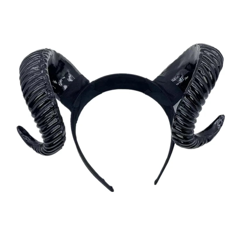 Black Demon Horn Headband Costume Prop Gothic Animal Horns for Halloween Party