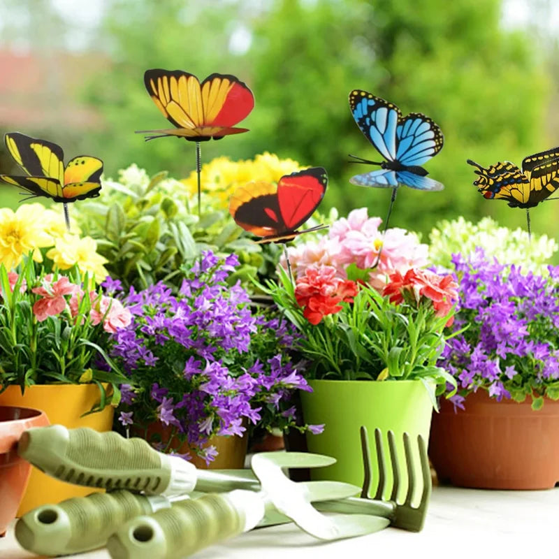 50pcs Colorful Butterfly Garden Stakes Outdoor Plant Supports 25x4cm