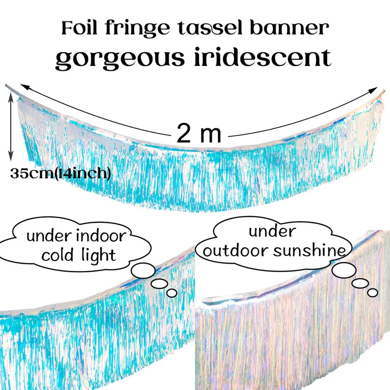 Foil Fringe Tinsel Garland - 2M Birthday Wedding Holiday Wall Decor