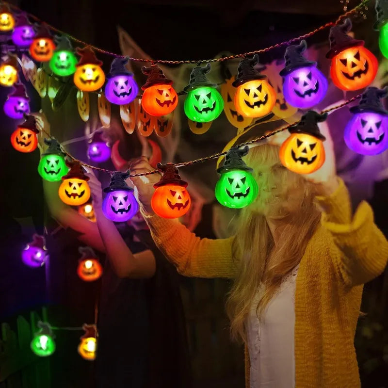 Halloween String Lights with Black Hat Pumpkin Fairy Lights - Indoor & Outdoor Decor