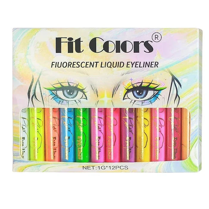 Neon Liquid Eyeliner Pen Waterproof UV Face & Body Makeup 12 Colors