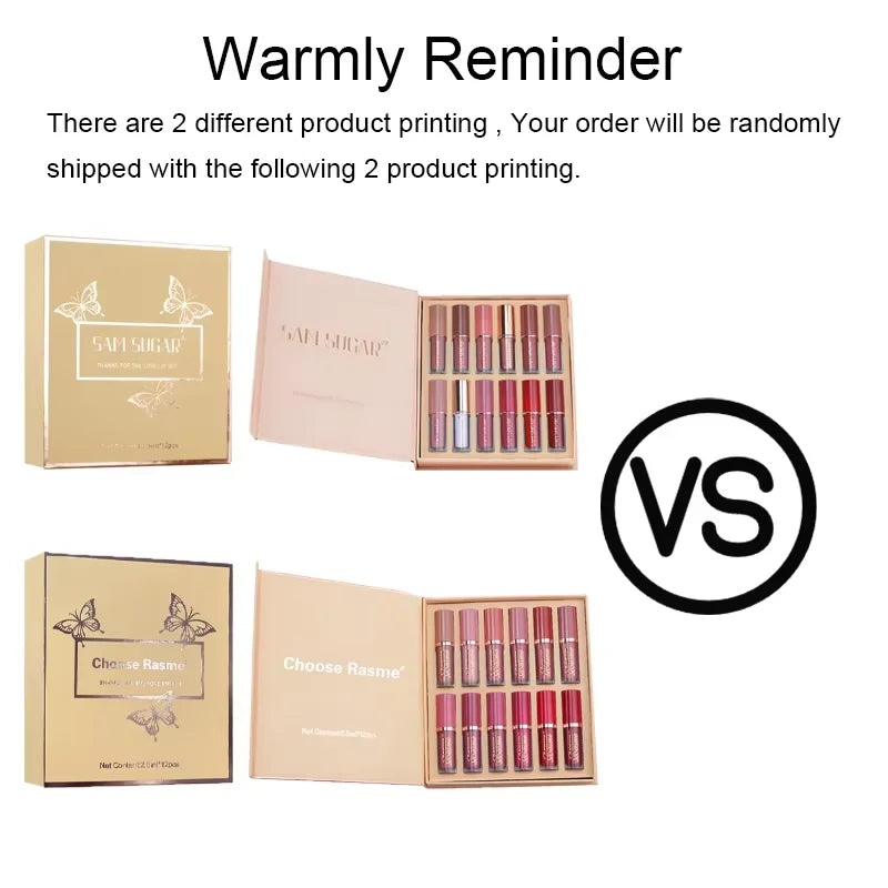 12-Color Lip Gloss Lipstick Set Liquid Matte Velvet Long-Lasting Waterproof Makeup