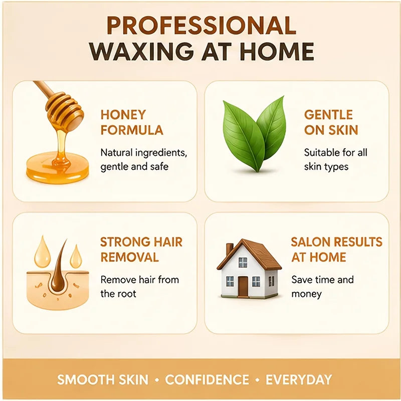 Salon Grade Honey Wax Kit with 120g Tube, 10 Strips & Pre/Post Care Oil