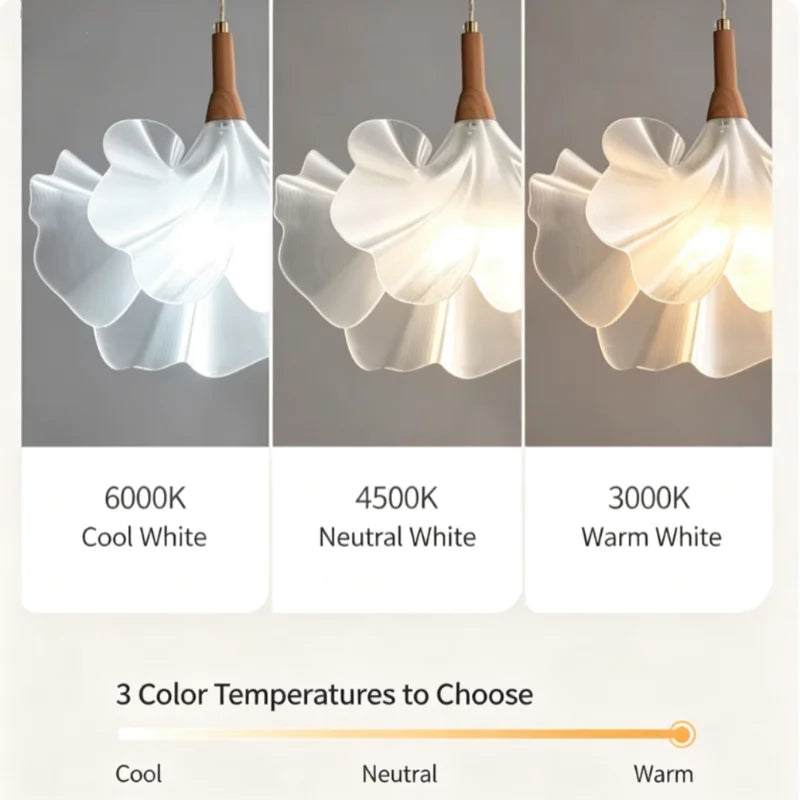 Acrylic Petal Pendant Light Retro Japanese Style Romantic Living Room Fixture