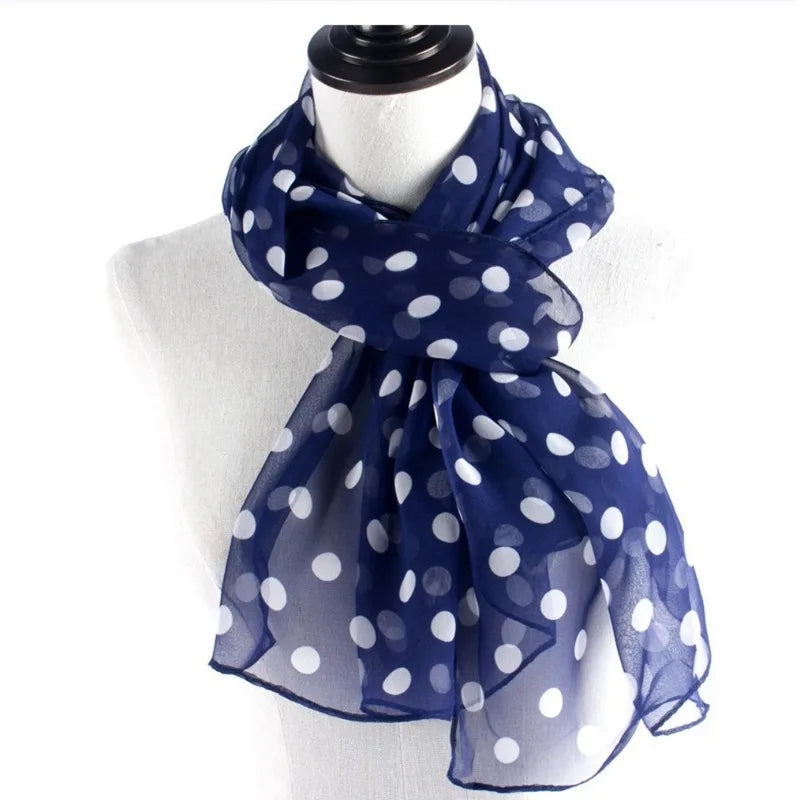 Polka Dot Chiffon Scarf Ladies Summer Neck Wrap Soft Head Covering