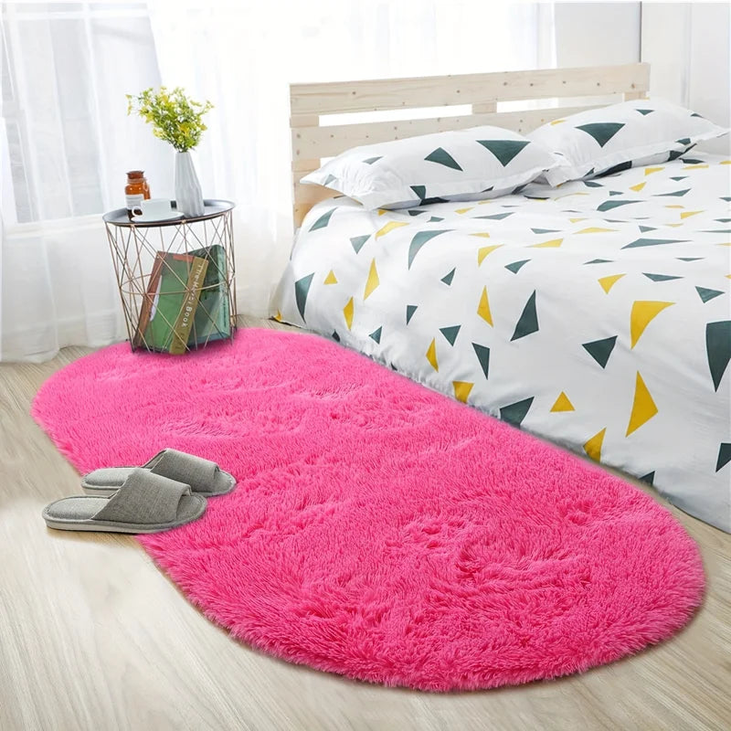 Dense Silk Carpet Floor Mat for Bedroom Living Room - Soft Long Hair Rug