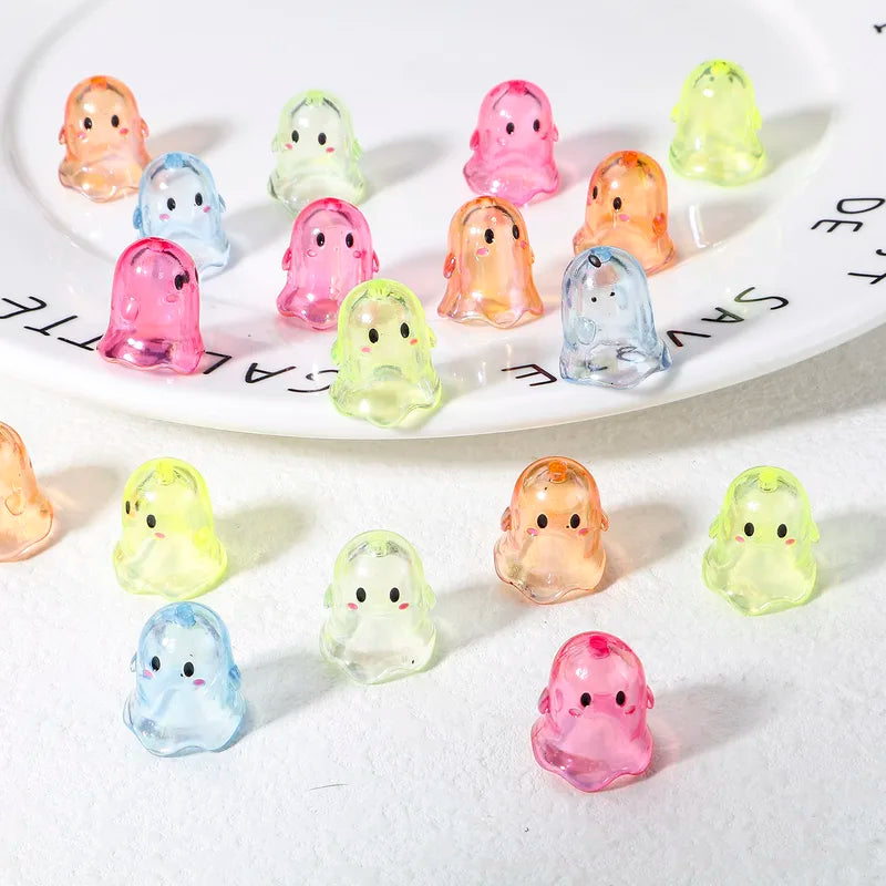 Acrylic Halloween Ghost Beads 5-Pack for DIY Jewelry Making Multicolor 17mm x 15mm