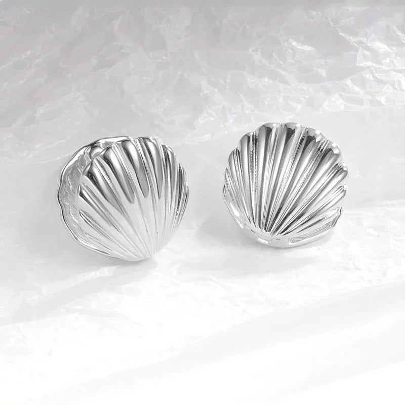 Ocean Shell Texture Stud Earrings for Women Trendy Jewelry Personalization Daily Wear