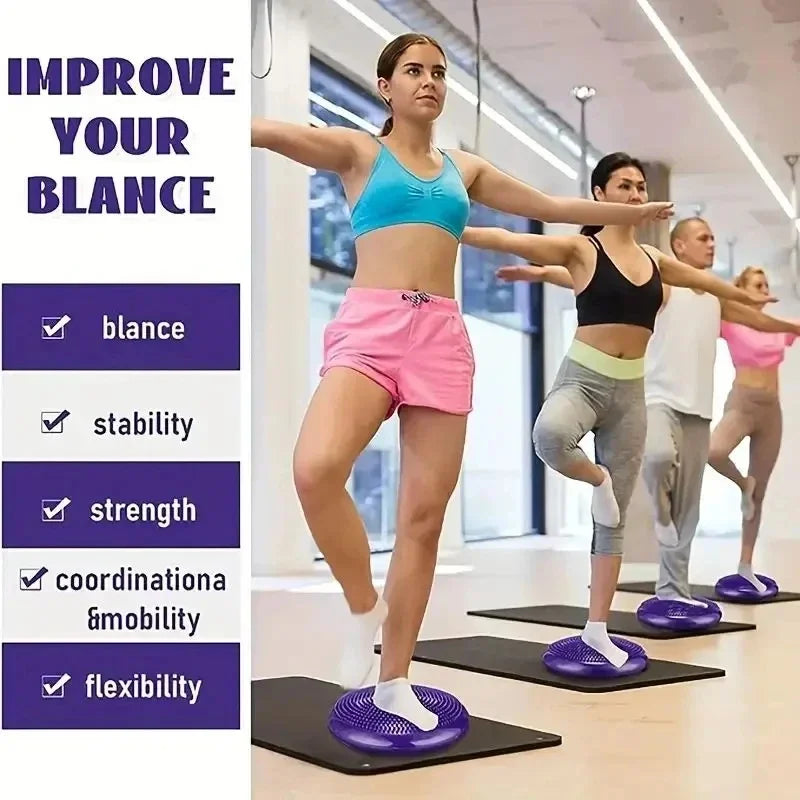 Balance Pad Yoga Cushion Balance Trainer with Inflatable Ball & Anti-Burst Design