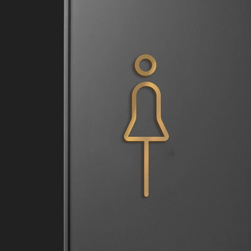 Black Gold Color Toilet Sign Plate Brass Wall Label WC Holder Door Signage