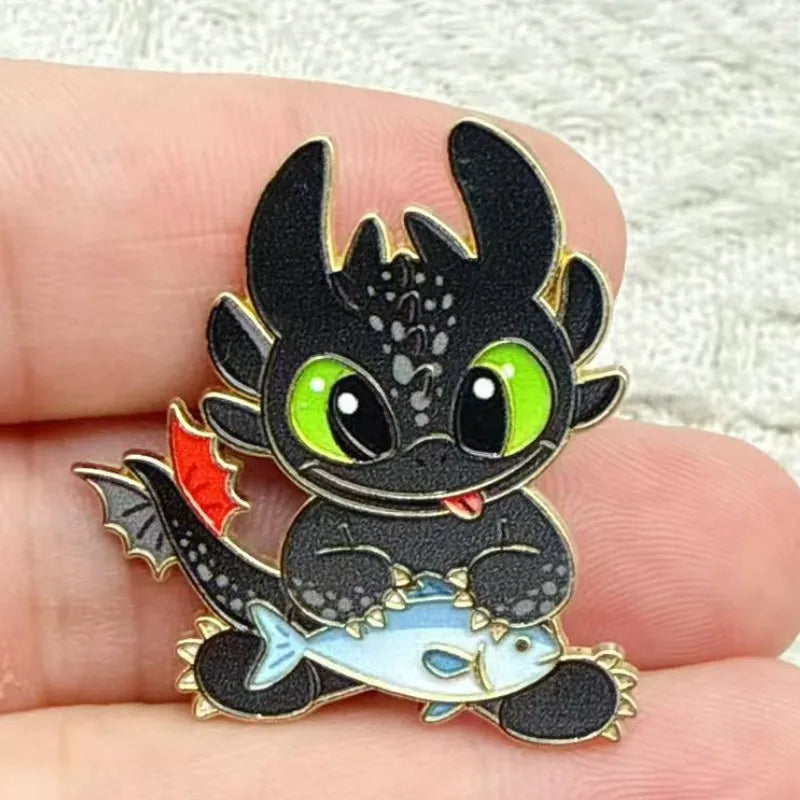 4-Pack Cute Cartoon Black Dragon Enamel Pins for Jackets Backpacks & Clothing