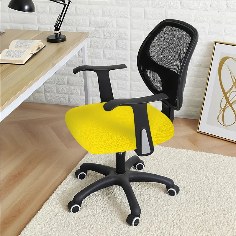Computer Chair Cover with Armrests Knitted Jacquard Seat Protector for Swivel Office Chairs