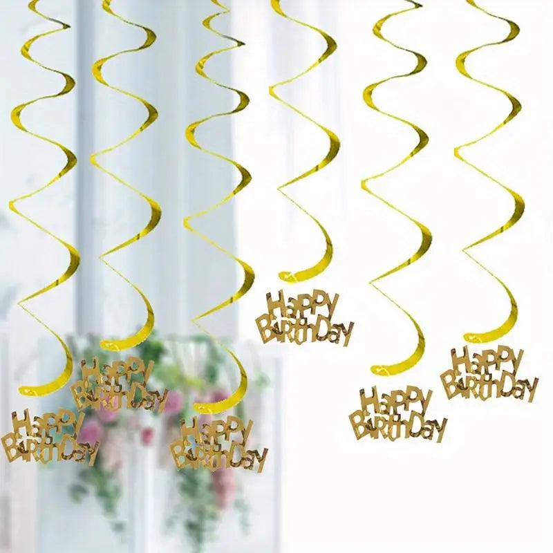 6-Piece Birthday Party Spiral Hanging Decorations PVC Garland Set for Venue Decor