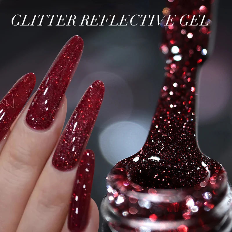 15ml Reflective Glitter Nail Gel Polish - Shiny Semi-Permanent UV & LED Manicure