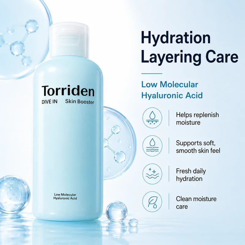 Hydrating Facial Toner with Low Molecular Hyaluronic Acid - 200ml, Deep Moisture Essence, Fast Absorbing Skin Booster
