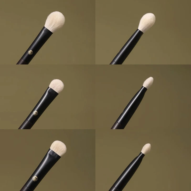 Professional Makeup Brushes Set - Soft White Lynx Hair Eye Shadow Blending & Contour Brushes