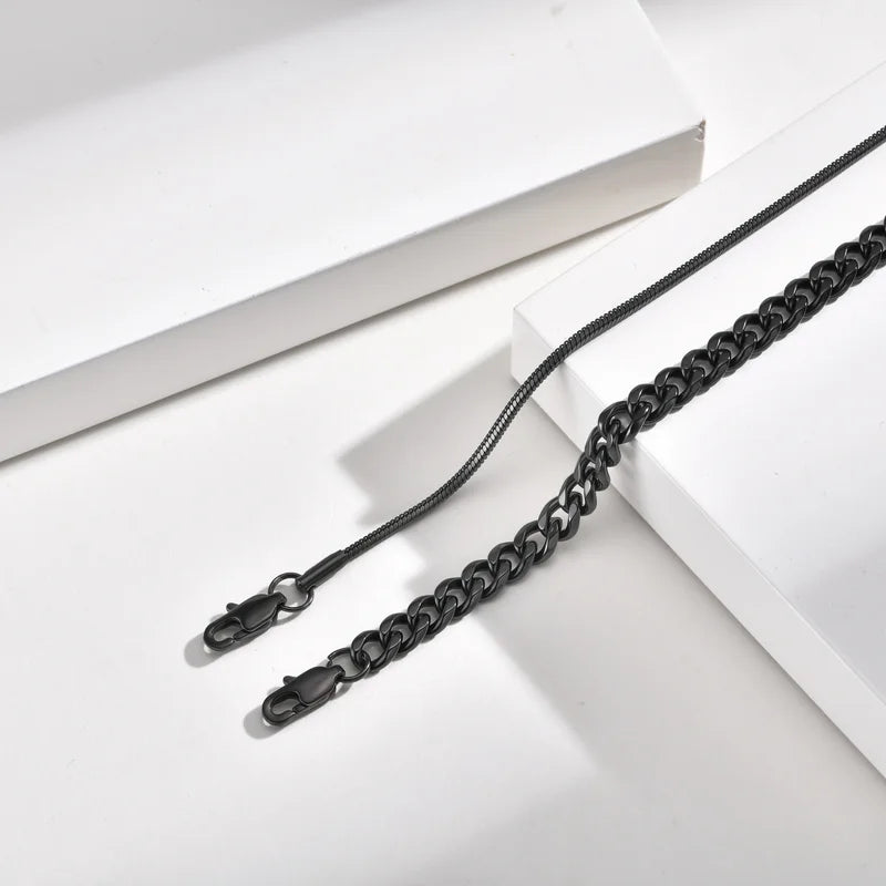 2pcs Men's & Boys Waterproof Stainless Steel Chain Bracelets - Stylish Gift for Dad & Him