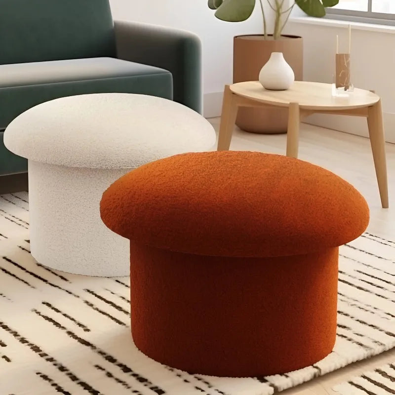 Cream Upholstered Storage Ottoman with Hidden Compartment - Modern Footrest Stool