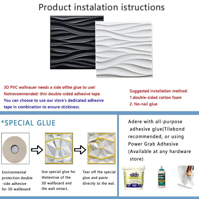 3D Wave Textured Wall Panels - Paintable Interior Wall Decor 30x30cm