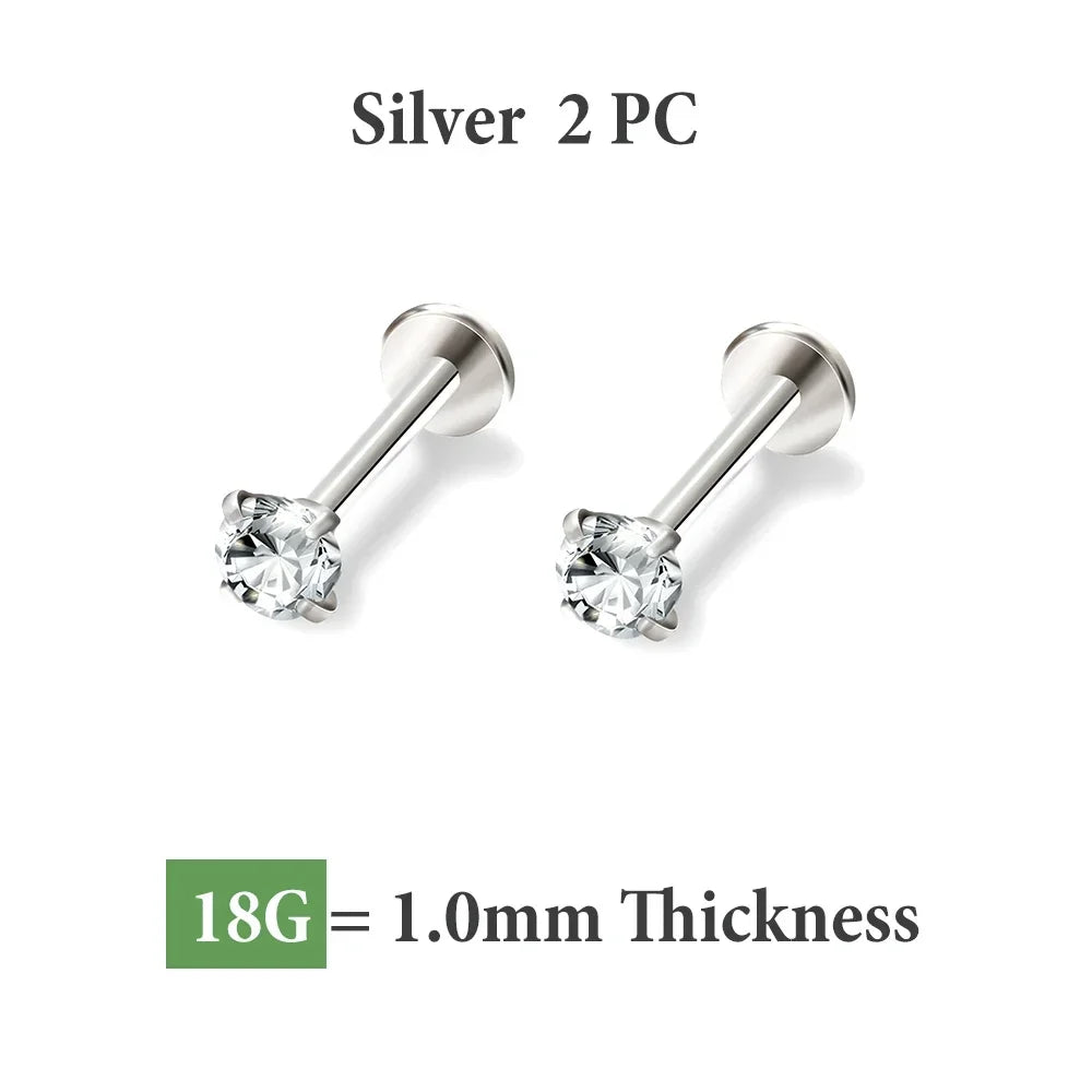 2/8PCS Stainless Steel Earring Nose Stud Cartilage Piercing Jewelry for Women