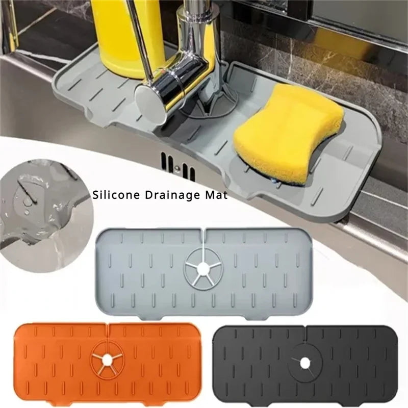 Foldable Silicone Sink Drainer Mat Waterproof Countertop Protector Kitchen Faucet Splash Guard