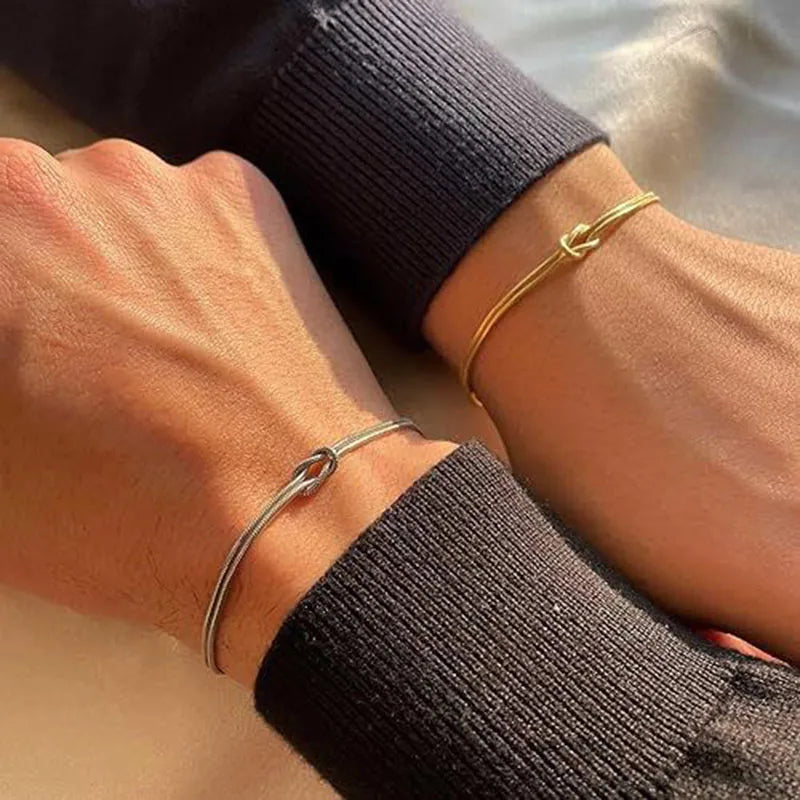 Stainless Steel Knot Snake Chain Bracelet Handmade Jewelry for Valentine's Day