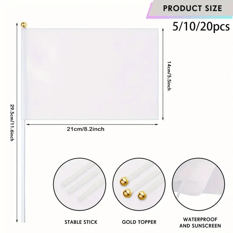Personalized Polyester Handheld Flag with 30cm Pole for Parades & Events