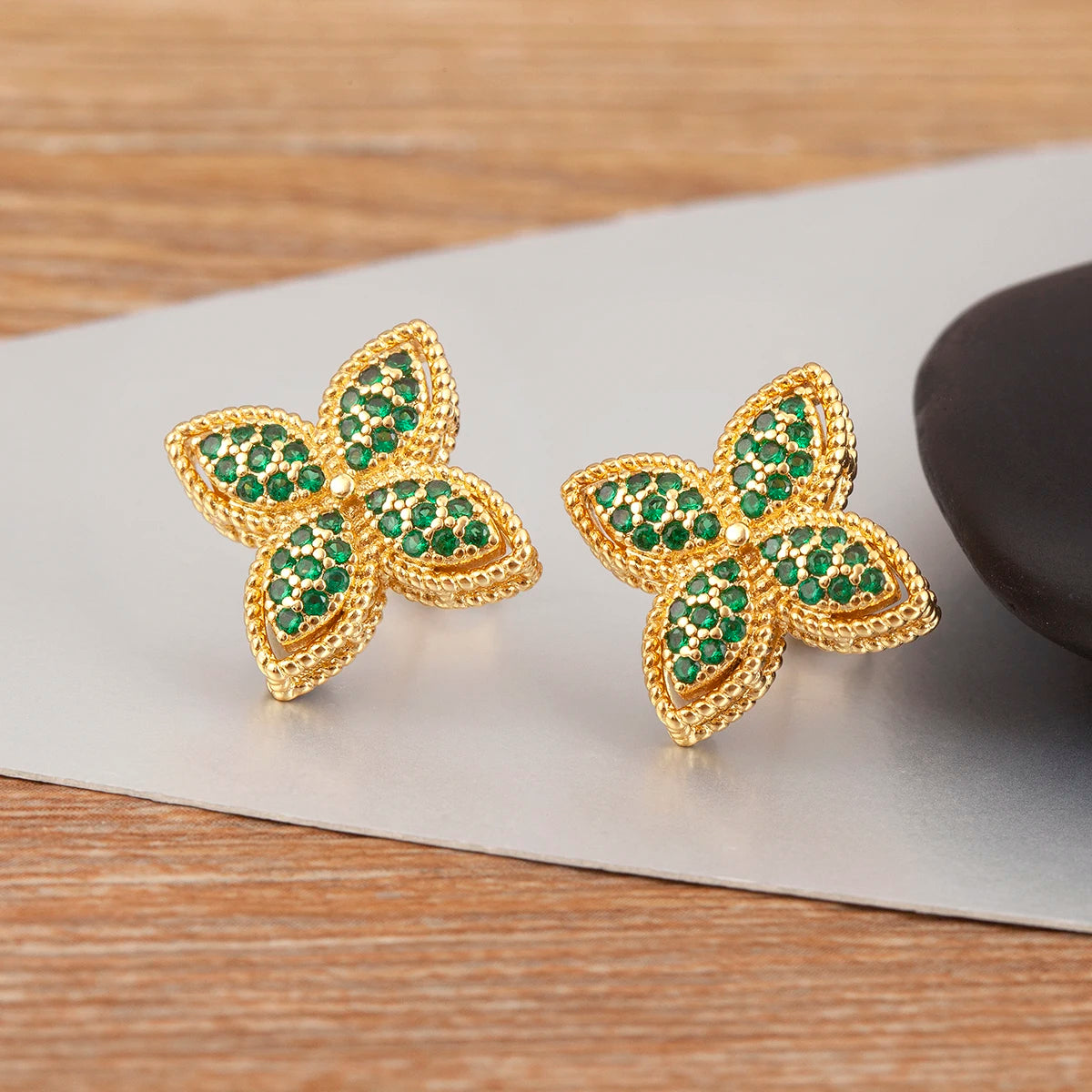 Elegant Flower-Shaped Crystal Zircon Stud Earrings for Women – Fine Jewelry Gift