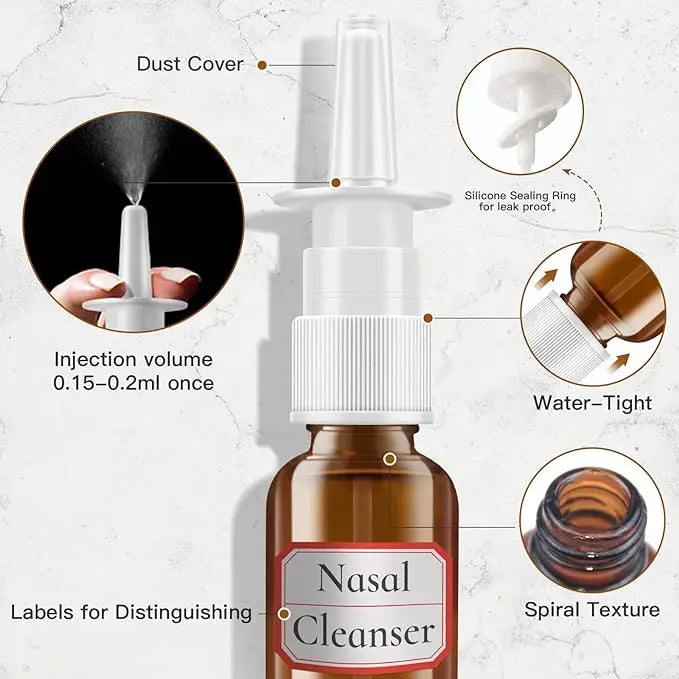 Refillable Amber Glass Nasal Spray Bottles - Light-Protection, Multiple Sizes