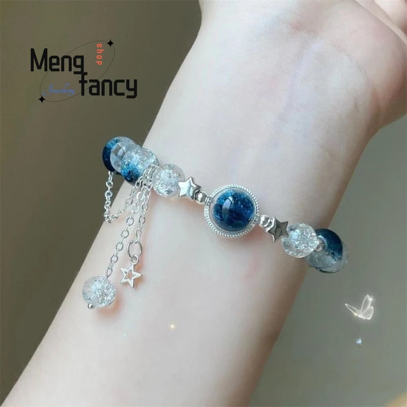 Black Obsidian Hair Crystal Bracelet for Women - Fashion Jewelry Gift Set
