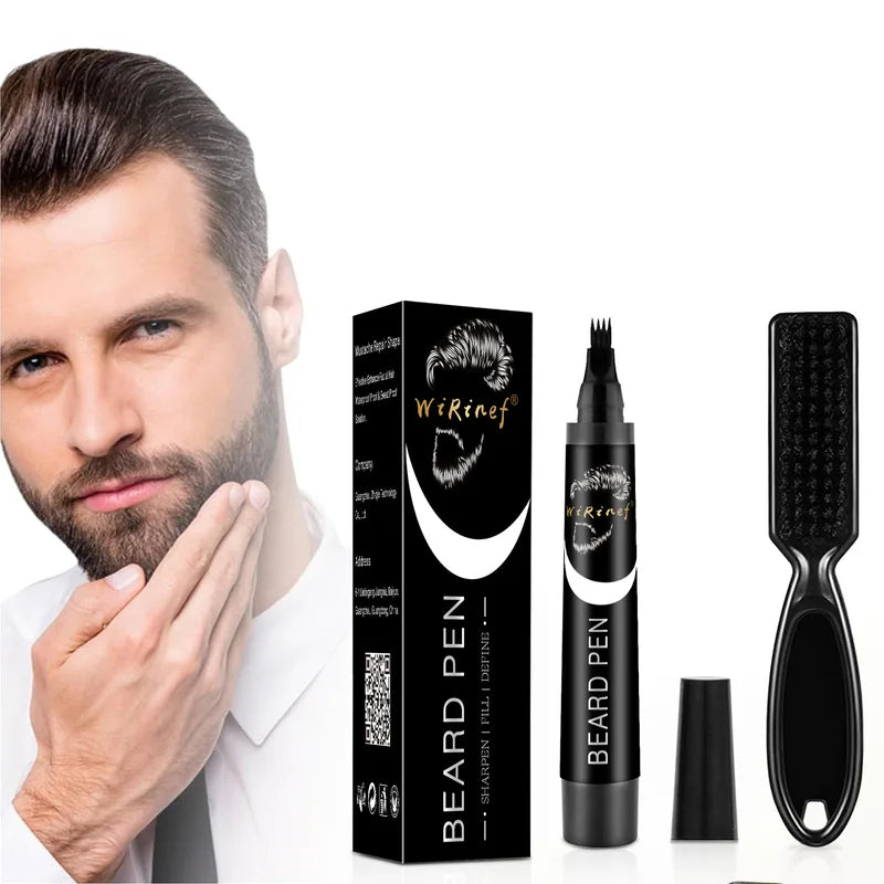 Multi-Pack Beard Pen Kit for Styling and Covering Facial Hair Patches - Black & Natural Finish