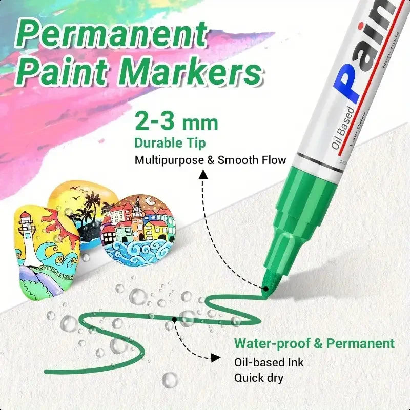 Colorful Waterproof Paint Markers Set for Arts Crafts and DIY Projects - 1/3/6/12Pcs