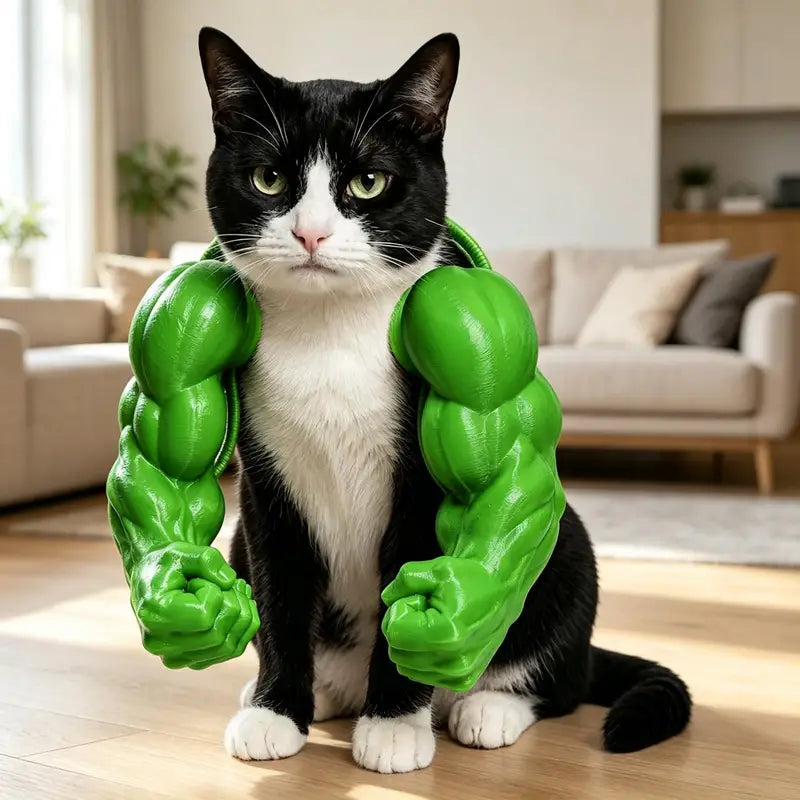 Muscular Cat Arms Costume Accessory for Halloween & Parties, 3D Printed