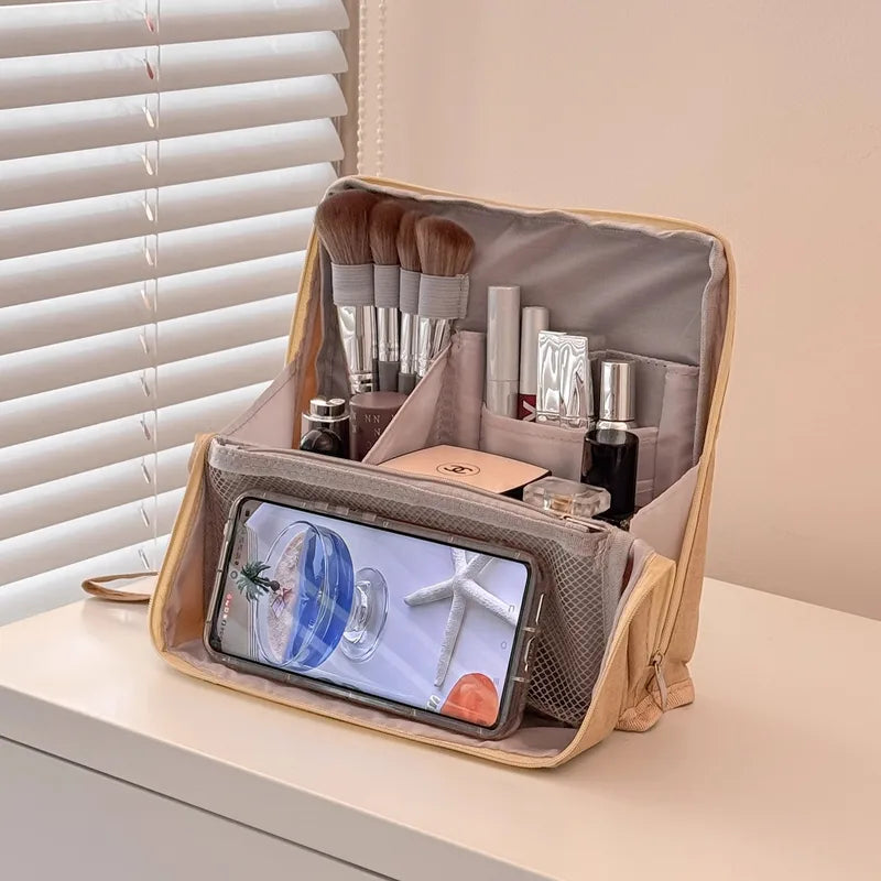 Large Capacity Women's Travel Cosmetic Bag Organizer Makeup Brush Holder Toiletry Wash Bag