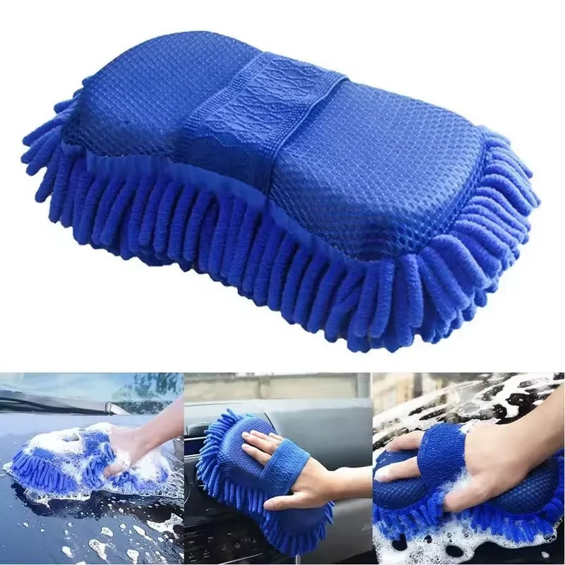 Microfiber Car Wash Glove and Sponge Set for Auto Detailing - Multi-Purpose Cleaning Tool