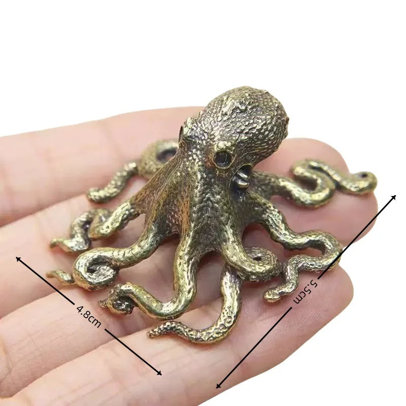 Antique Bronze Brass Octopus Home Decor - Small Keychain Ornament, Versatile Craft Accessory