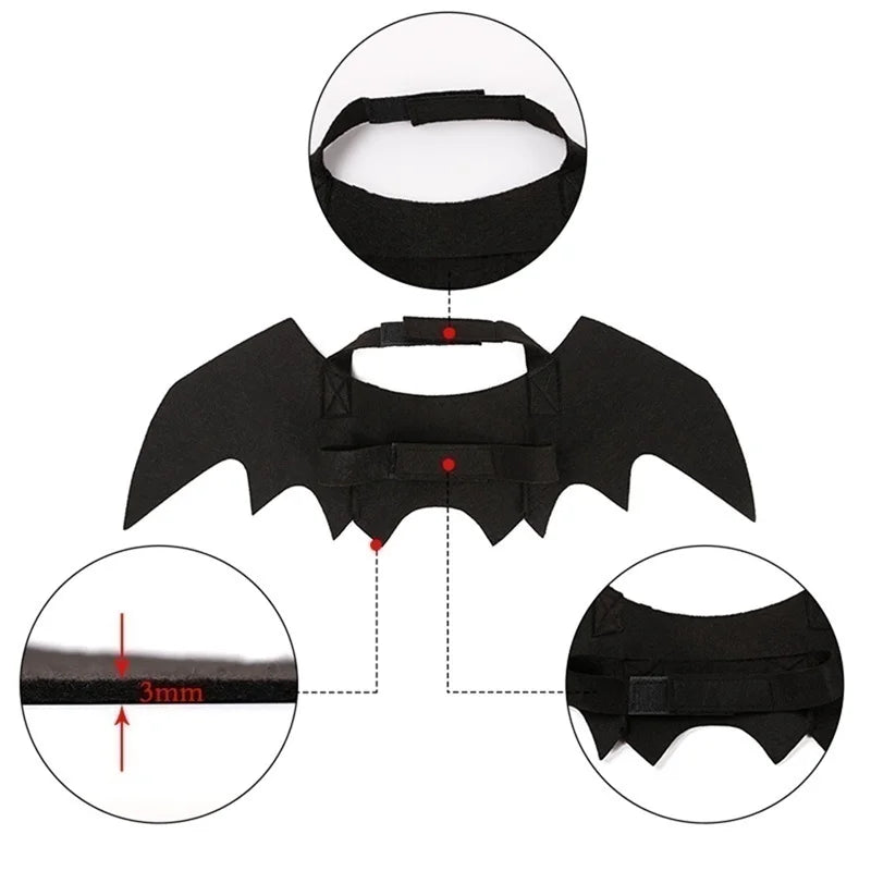 Pet Halloween Bat Wings Costume for Cats and Dogs - Black Cosplay Harness
