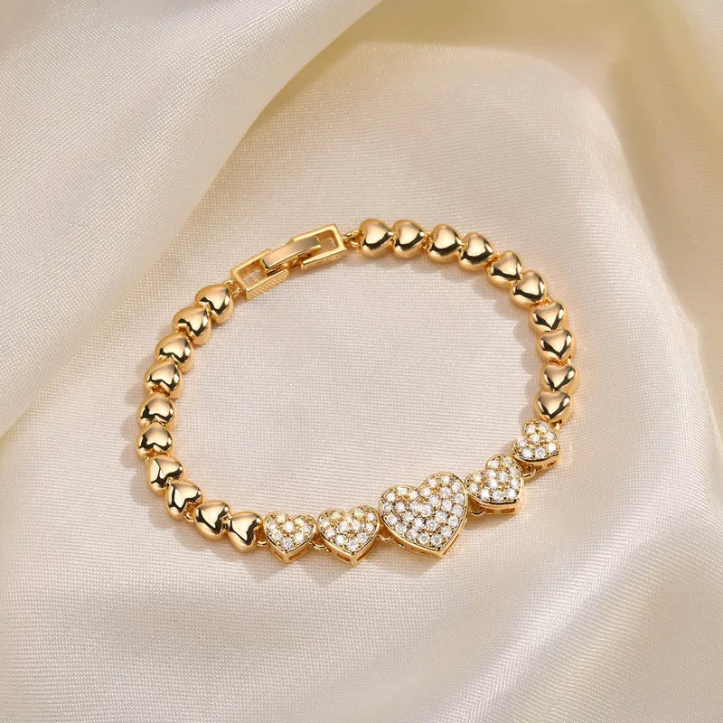 Hip Hop Rock Style Tennis Bracelet 18K Gold Plated Zirconia Crystal Jewelry for Women