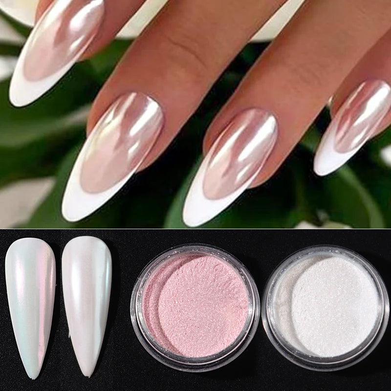 10pcs Iridescent Mermaid Nail Powder Set for Art & Manicure