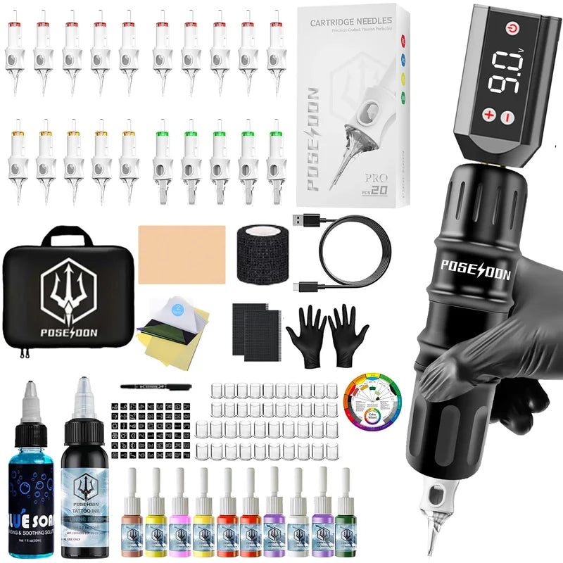 Tattoo Kit with Pen Machine, Power Supply & Accessories for Permanent Makeup