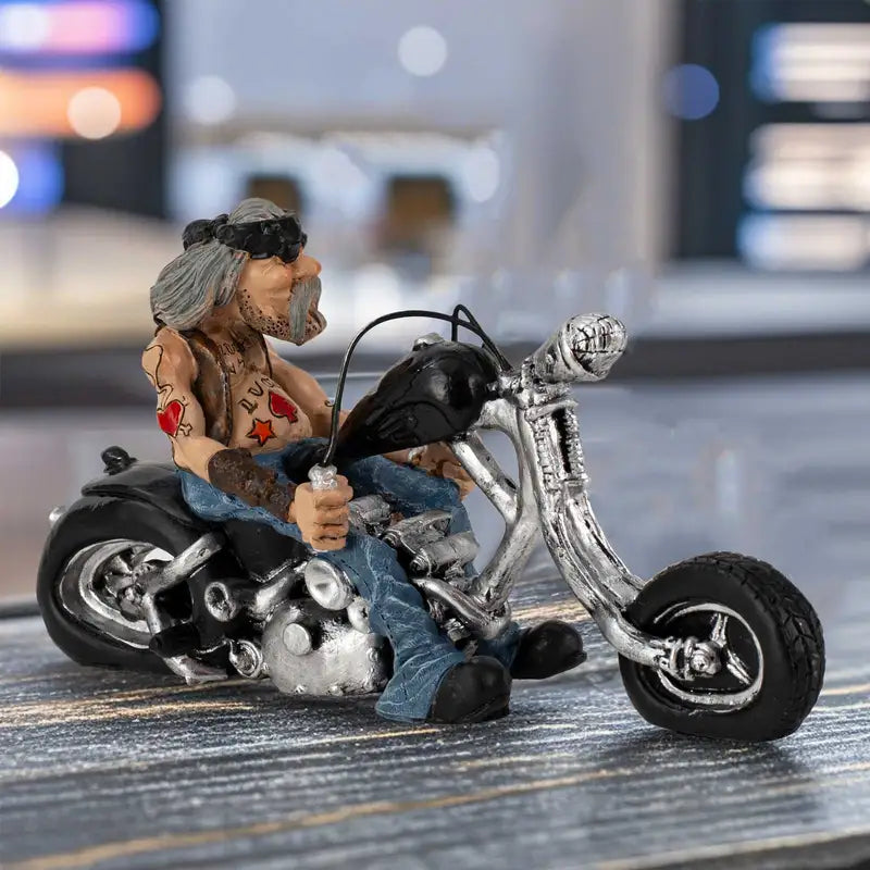 Funny Biker Resin Figurine – Motorcycle Rider Home Decor Statue, Desktop & Shelf Ornament