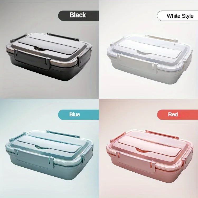 Leak-Proof Stainless Steel Lunch Box with 3/4 Compartments - Durable Bento Container for Work & School