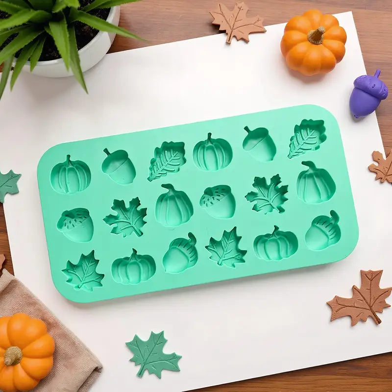 Fall Silicone Molds 18-Cavity Pumpkin Pine Cone Maple Leaves Craft Molds