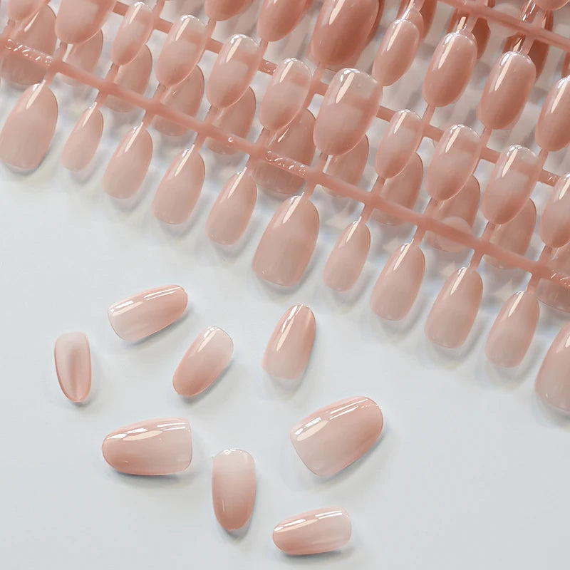 150Pcs Short Almond Press-On Nails Nude Glossy Fake Nail Tips for DIY Manicure