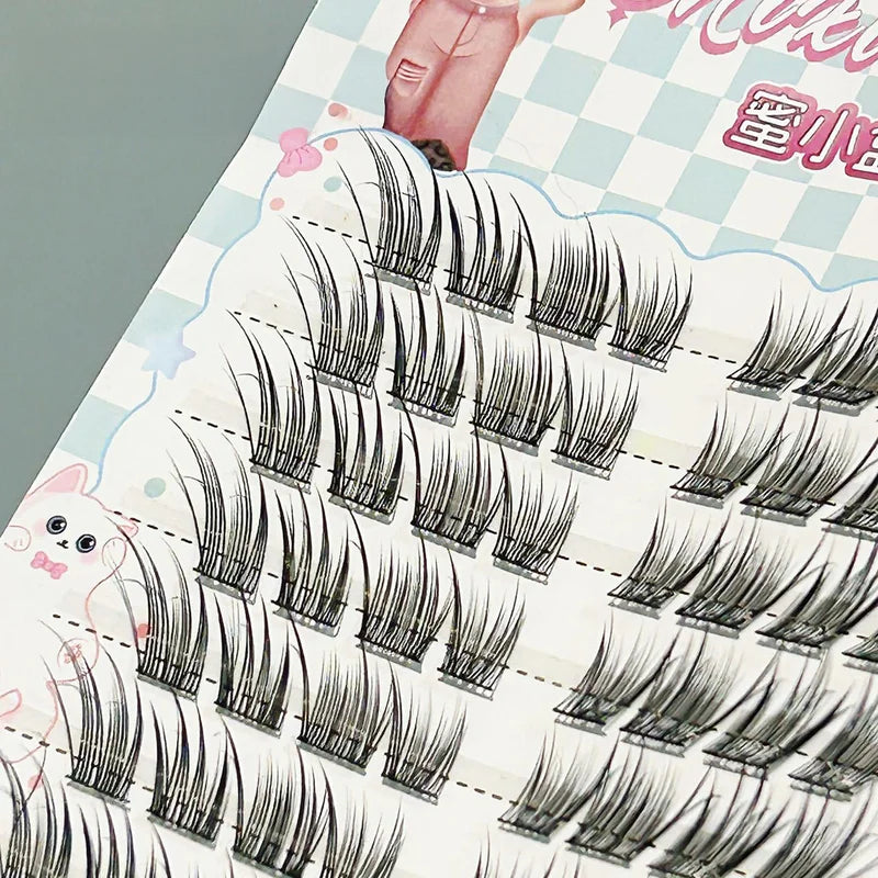 False Eyelash Clusters Natural Wispy Fluffy Lash Extensions with Reusable Spiky Spiky Effect