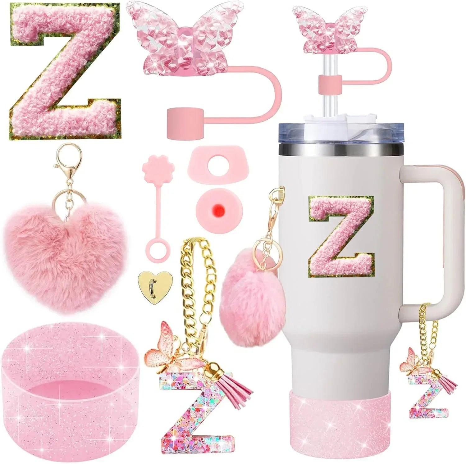 9PCS Cup Accessory Set for Stanley 30oz 40oz - Silicone Cover, Straw, Charm, Stickers