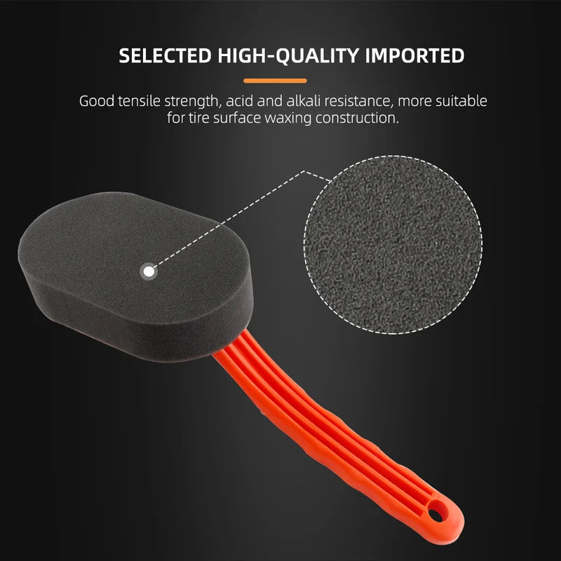 Car Wheel and Tire Waxing Applicator Brush - Polishing Sponge with Handle