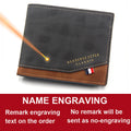 Engraved Men Wallet with Photo Holder Slim Coin Pocket Card Case Frosted Leather